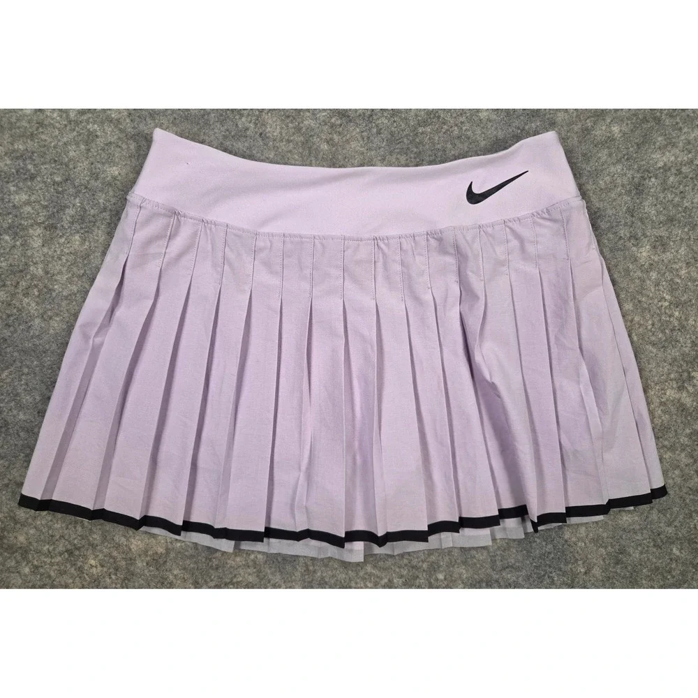 Nike Court Victory Pleated Tennis Skirt Lavender Purple Black Trim Small Skort